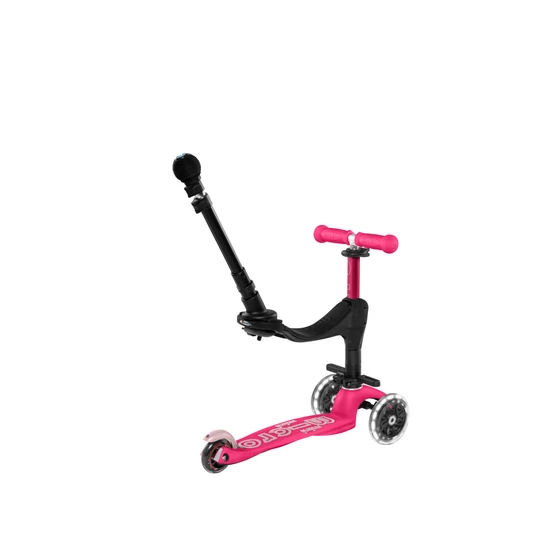 3in1 Mini Micro Deluxe Plus LED világító kerekű roller, pink