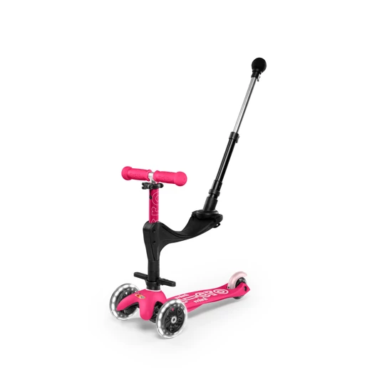 3in1 Mini Micro Deluxe Plus LED világító kerekű roller pink