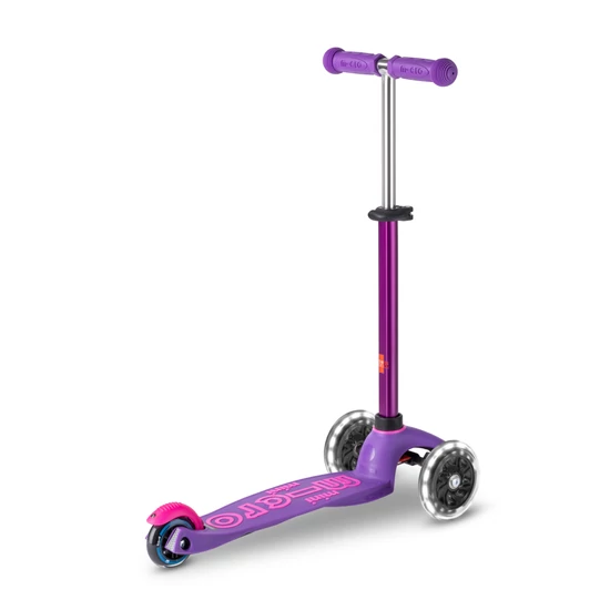 3 kerekű svájci LEDes roller, lila-pink